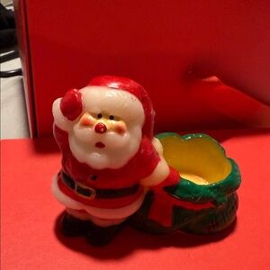 Vintage Jasco Christmas Friend Wax Santa Claus w/ Bag Candle Votive Holder